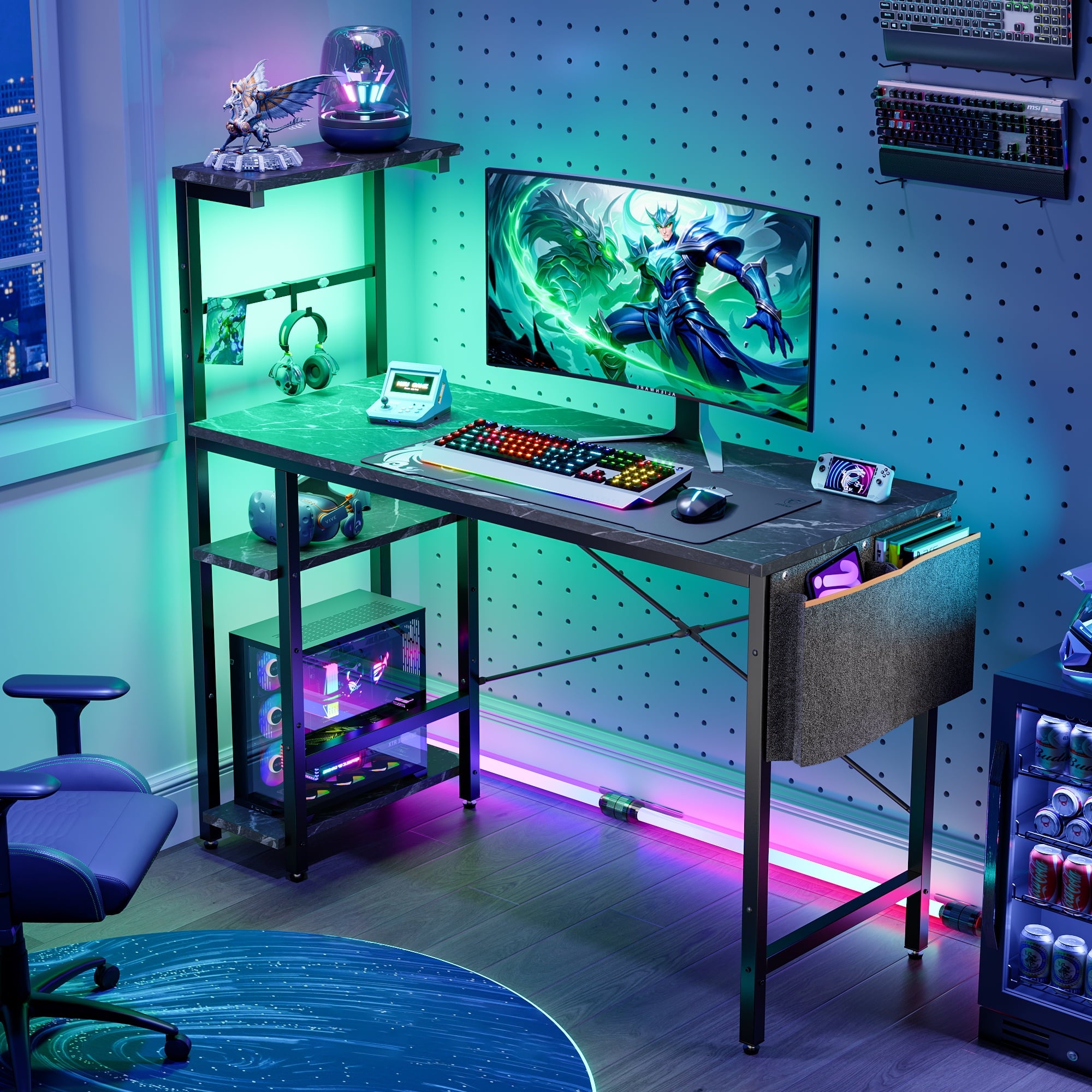 Bestier 44 inch LED Gaming Desk with Outlets and USB Ports - image 3