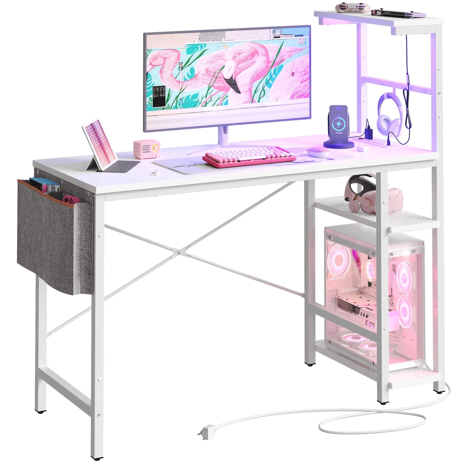 Bestier, Gaming Desk, 51.1 W x 20.55 D x 53.11 H, White - image 2