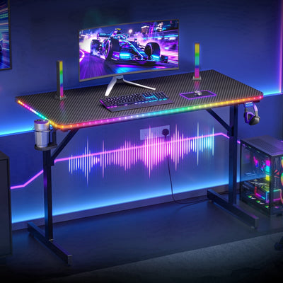 RSPGAME, Gaming Desk, 43" Music Sync LED, Red Racing - image 2
