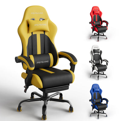 RSPGame Ergonomic Gaming Chairs for Adults,Pocket Spring Cushion,PU Leather Office Chairs with Lumbar Support and…