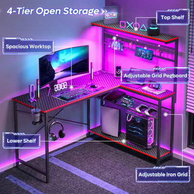 Bestier 51 L Shaped Gaming Desk with Power Outlets, LED Workstation - image 2
