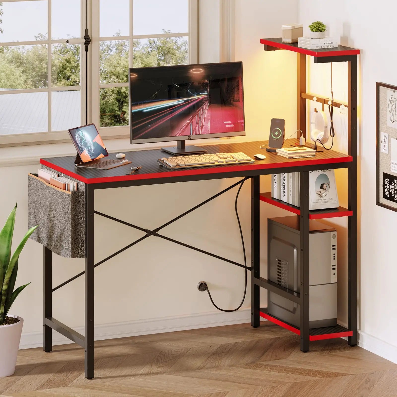 Bestier 44 inch LED Gaming Desk with Outlets and USB Ports - image 2