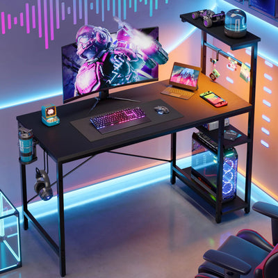 Bestier, Gaming Desk, 44.3 inch, LED with Outlets and USB